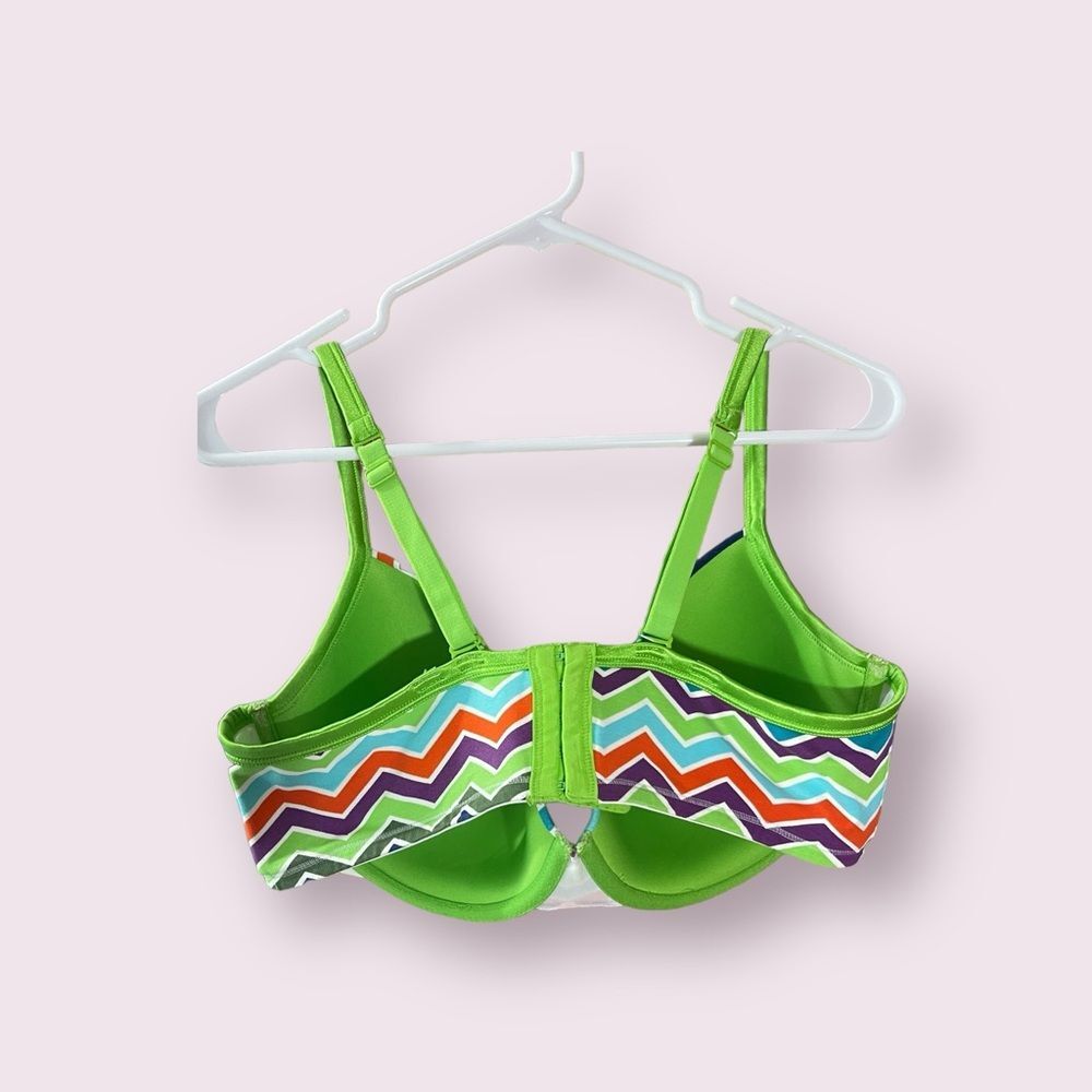 Vintage Cacique colorful chevron stripe bra 42DDD/42F - Picture 2 of 5